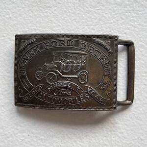 Henry Ford Detroit Metal Model T Car Belt Buckle / Embossed